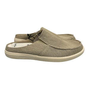 WindRiver Slippers Mens Size 8 Beige Faux Fur Lined Mule House Shoes Indoor